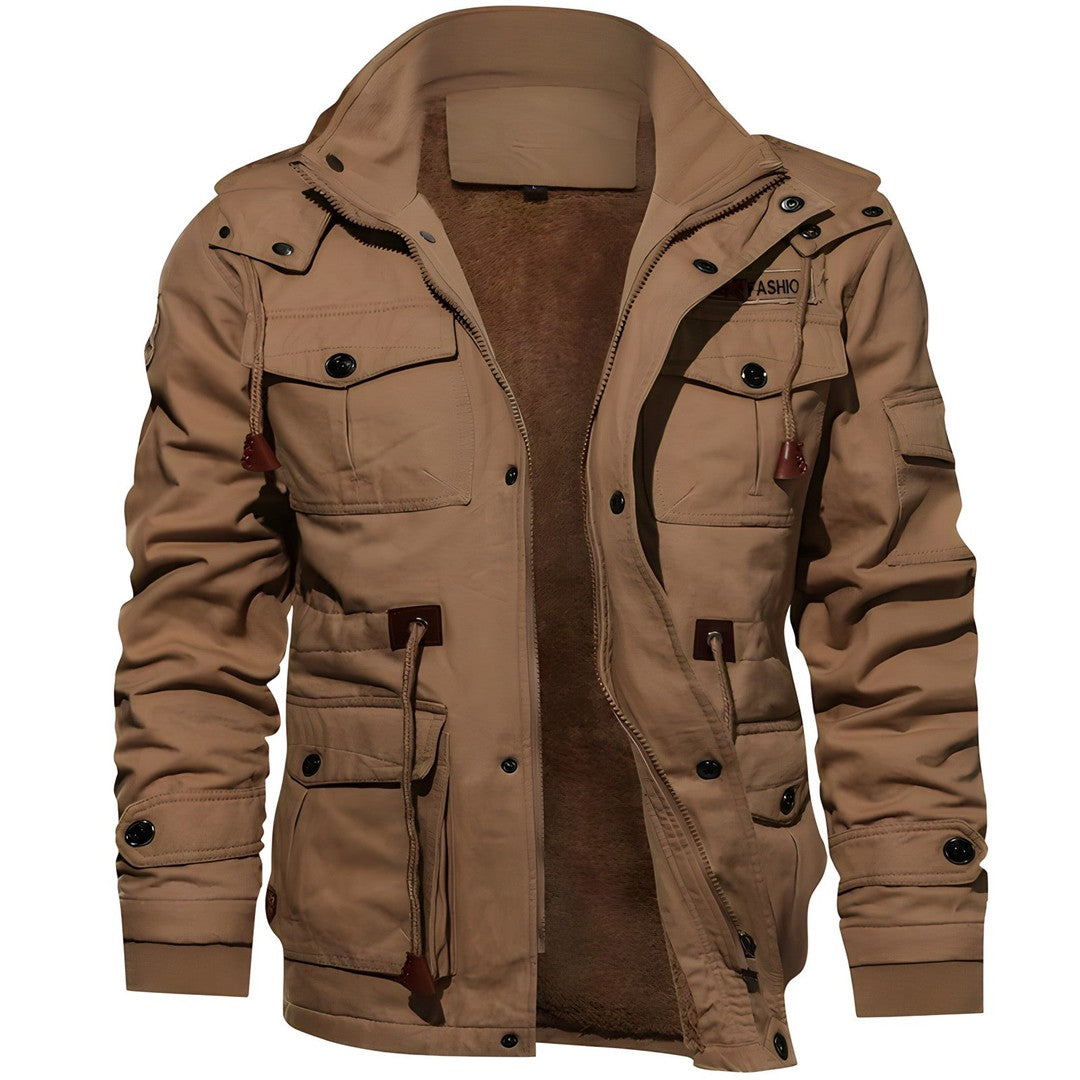 Joris | Heren Militair Jack | Warm met Fleece Gevoerde Capuchon en Meerdere Zak Rain jacket Esto Moda