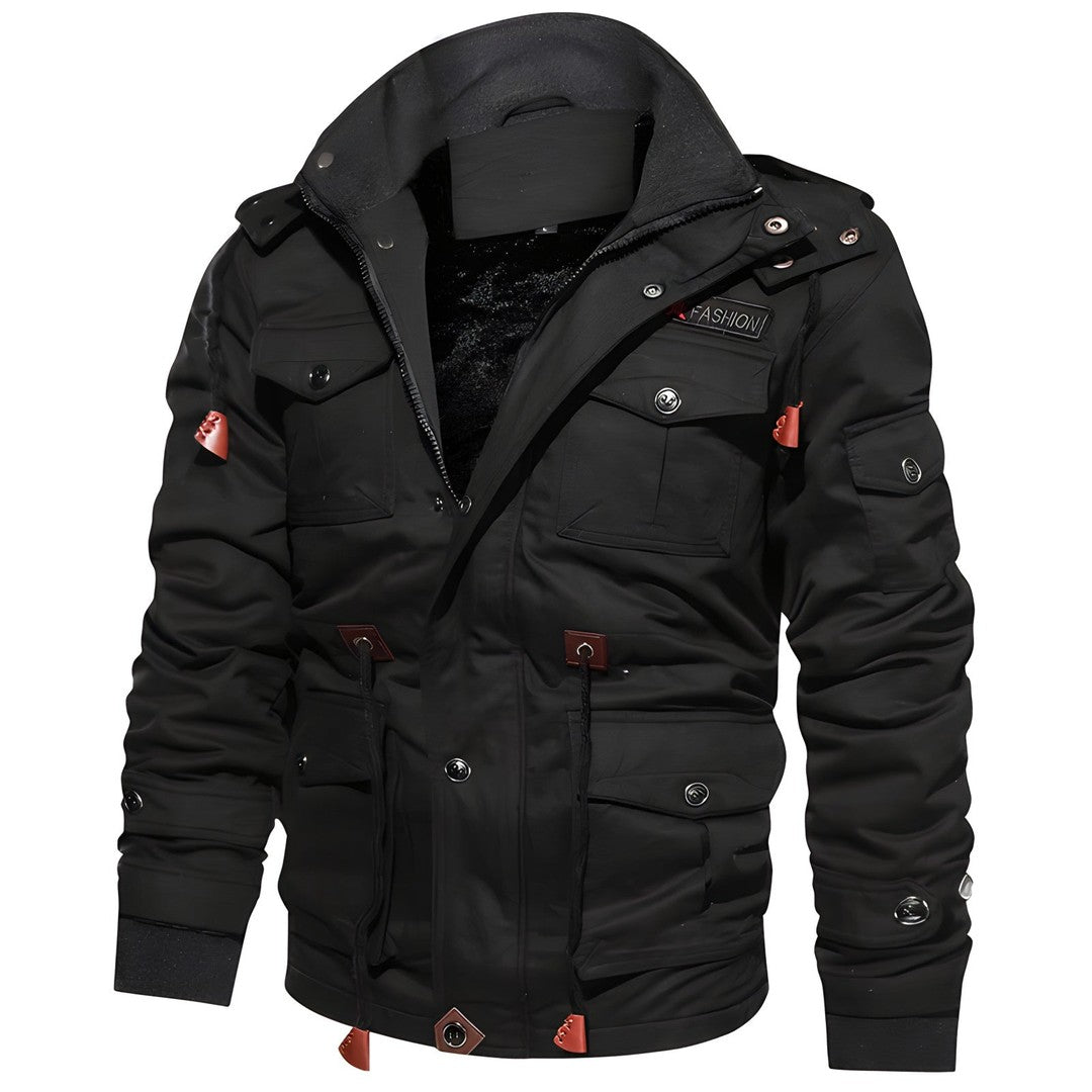 Joris | Heren Militair Jack | Warm met Fleece Gevoerde Capuchon en Meerdere Zak Rain jacket Esto Moda