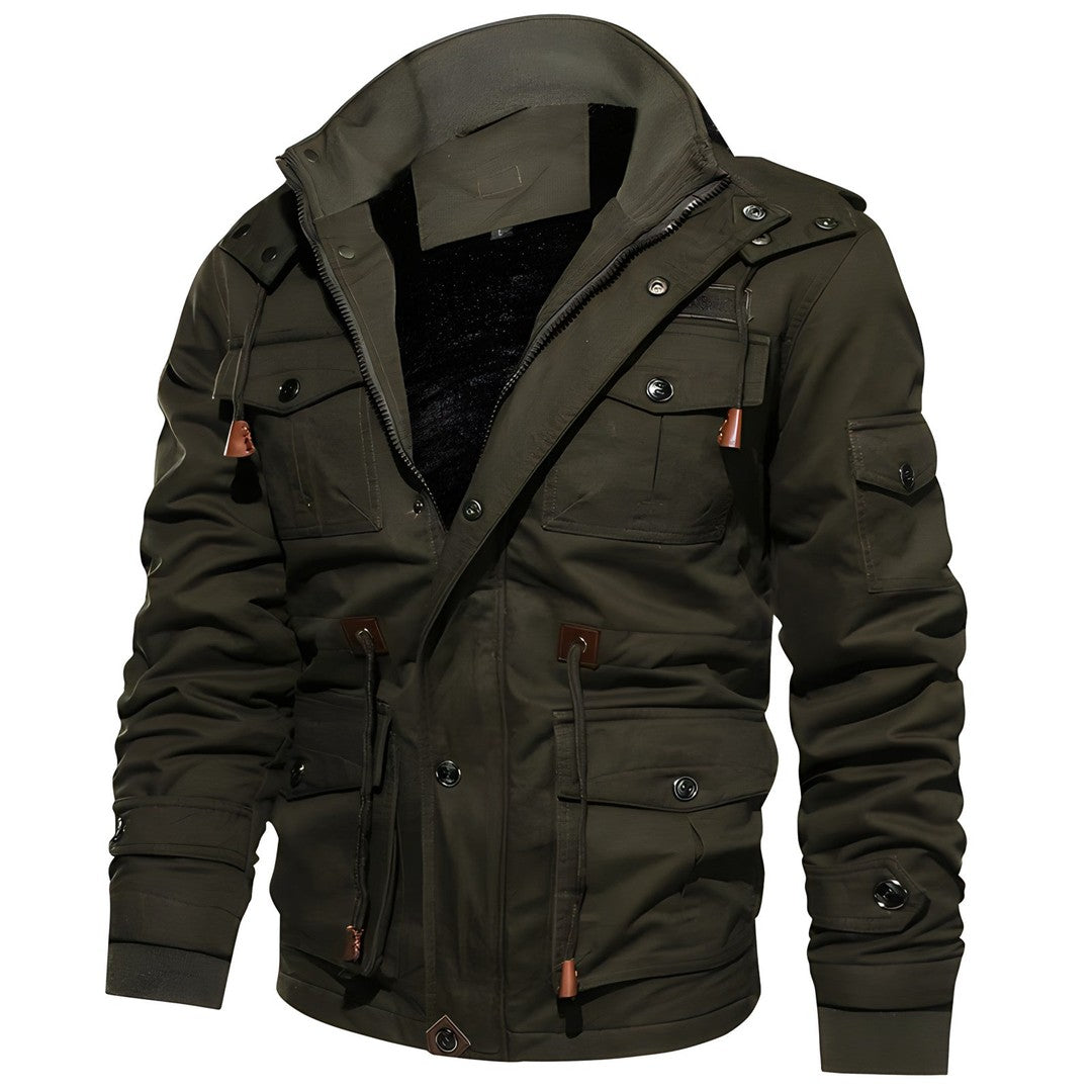 Joris | Heren Militair Jack | Warm met Fleece Gevoerde Capuchon en Meerdere Zak Rain jacket Esto Moda