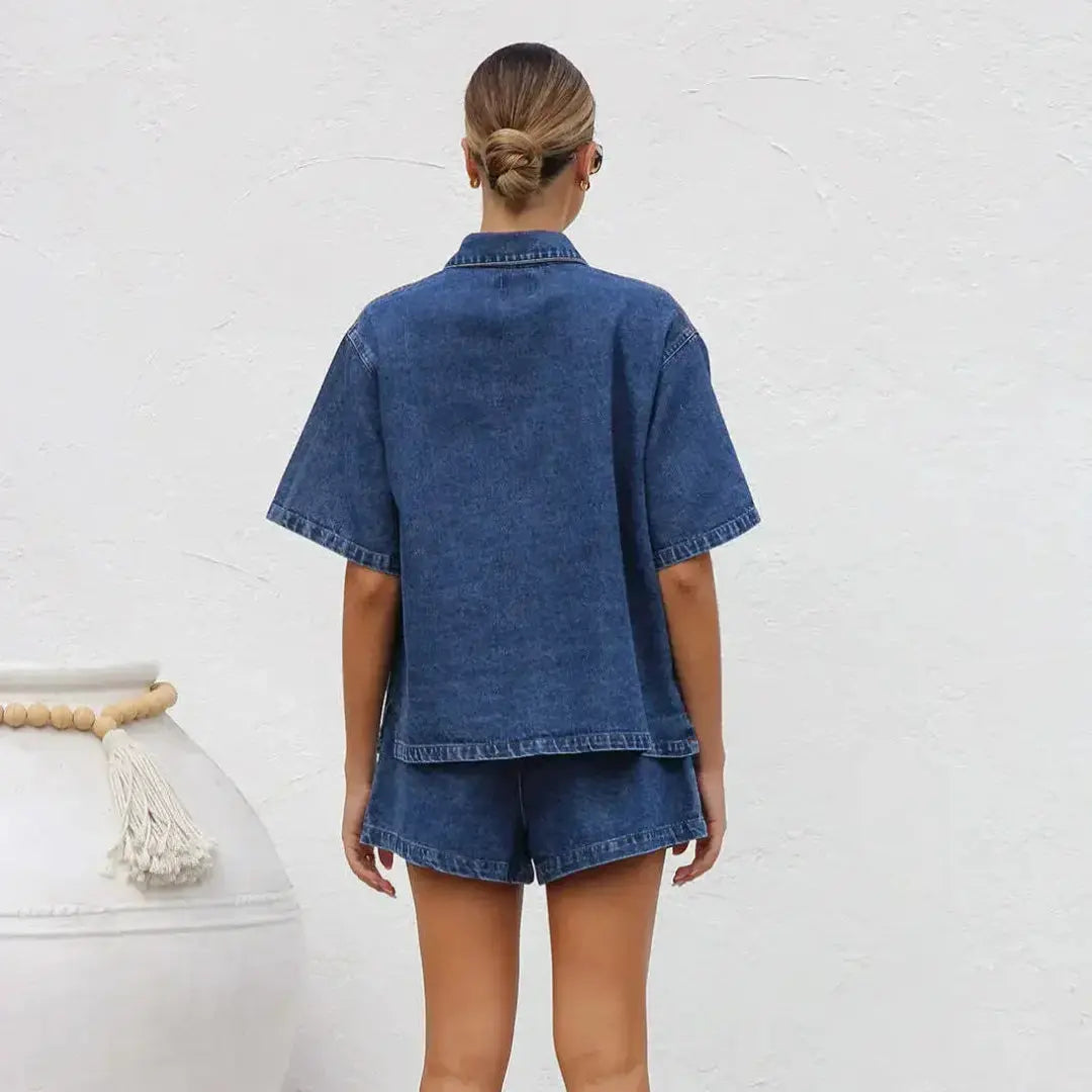 Julia | Vrouwen Casual Denim Tweedelige Set | Comfortabel en Stijlvol , Two-piece set woman , , Esto Moda