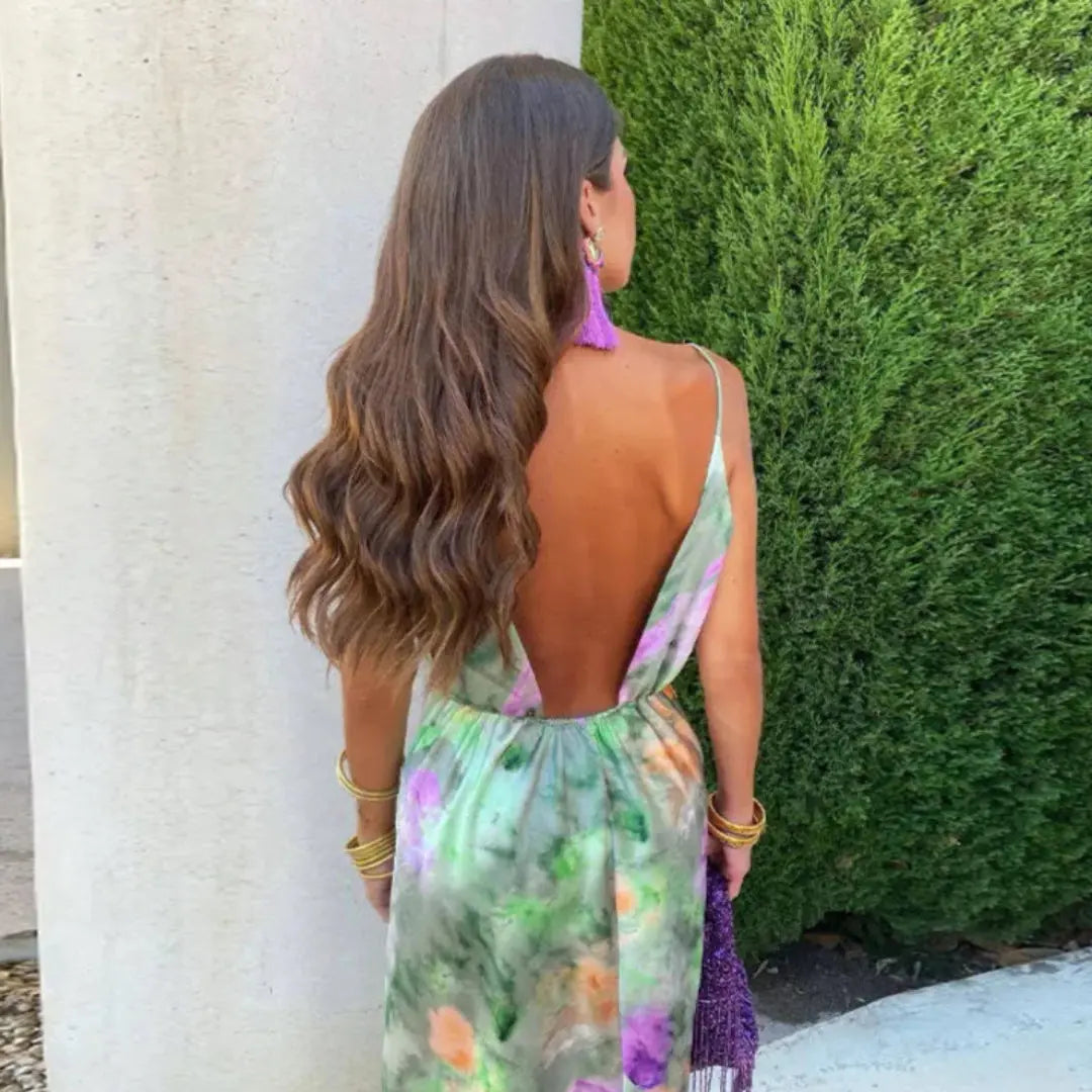 Julia | Vrouwen Maxi Jurk met Halovormige Print | Mouwloos Zomer , Maxi dress , , Esto Moda