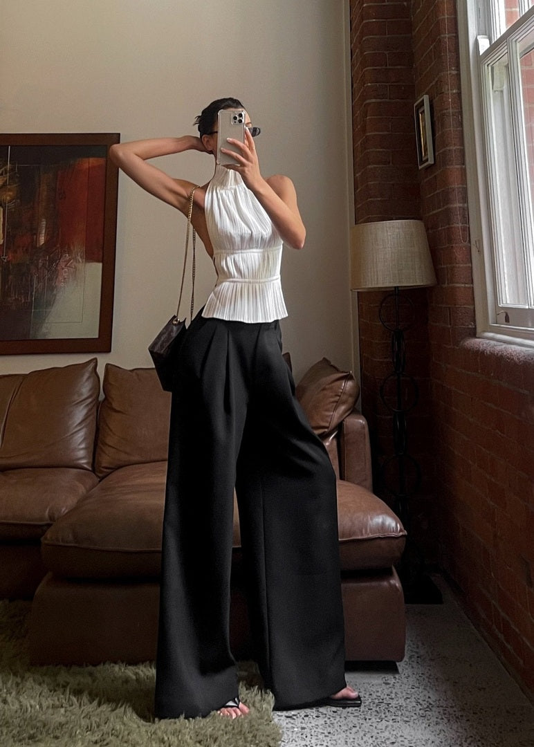 Lisa | Palazzo Pantalon Dames | Hoge Taille Luxe Crepe Broek Pantalon Esto Moda