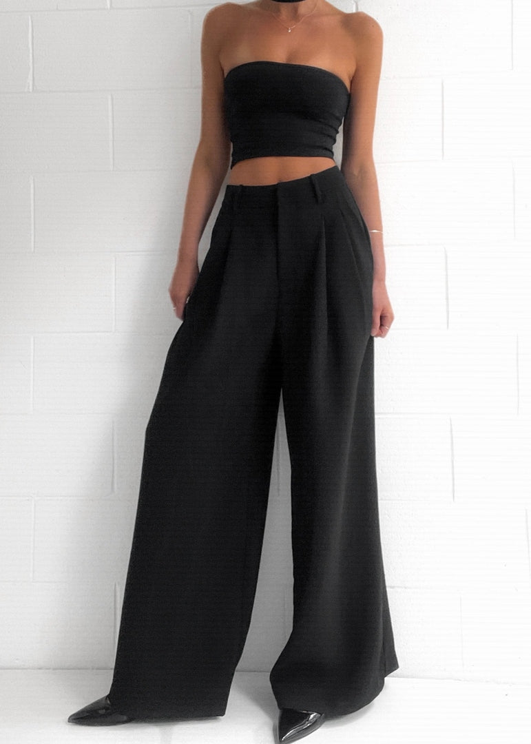 Lisa | Palazzo Pantalon Dames | Hoge Taille Luxe Crepe Broek Pantalon Esto Moda