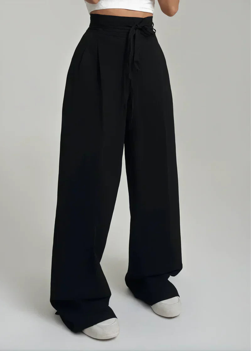 Margy | Dames Hoog Getailleerde Joggingbroek | Wijde Pijpen Stretchbroek Joggingbroeken Esto Moda