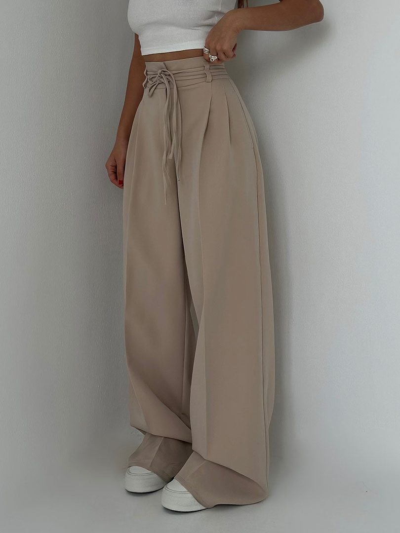 Margy | Dames Hoog Getailleerde Joggingbroek | Wijde Pijpen Stretchbroek Joggingbroeken Esto Moda