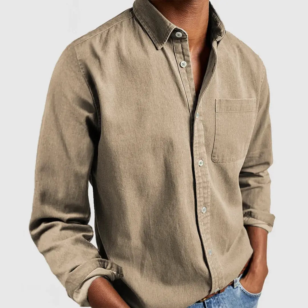 Mark | Heren Klassiek Casual Overhemd | Elegante Stijl met Ademend Comfort , Shirt , Khaki , Esto Moda