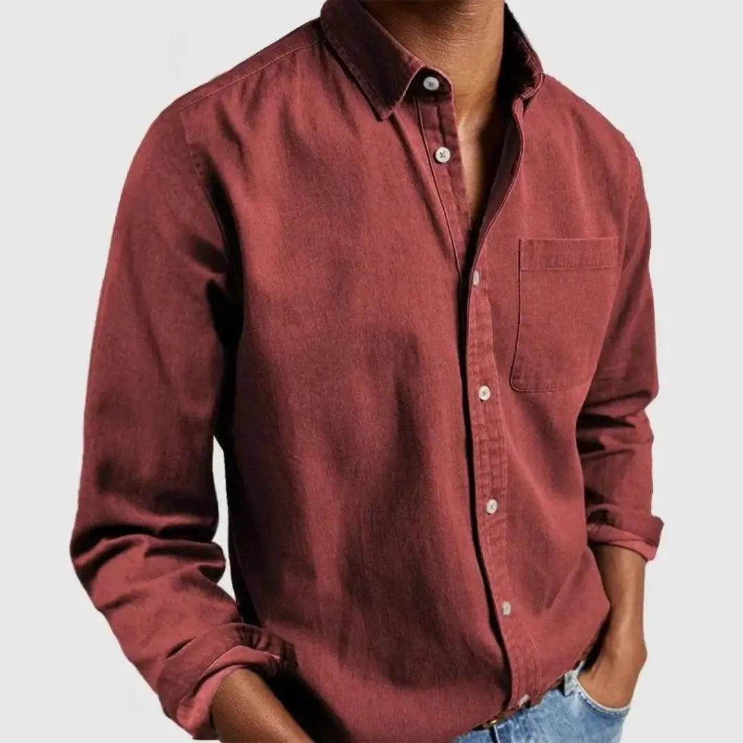 Mark | Heren Klassiek Casual Overhemd | Elegante Stijl met Ademend Comfort , Shirt , Rood , Esto Moda