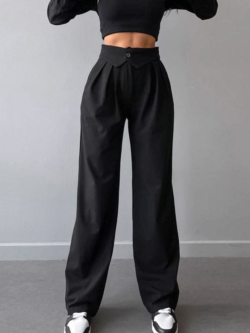 Marlina | Dames Hoge Taille Pantalon | Zwart en Grijs, Elegant en Comfortabel Pantalon Esto Moda