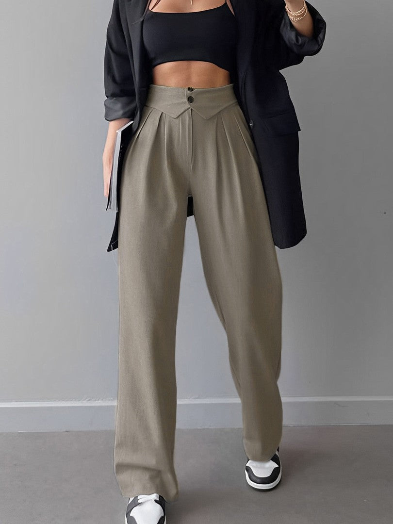 Marlina | Dames Hoge Taille Pantalon | Zwart en Grijs, Elegant en Comfortabel Pantalon Esto Moda