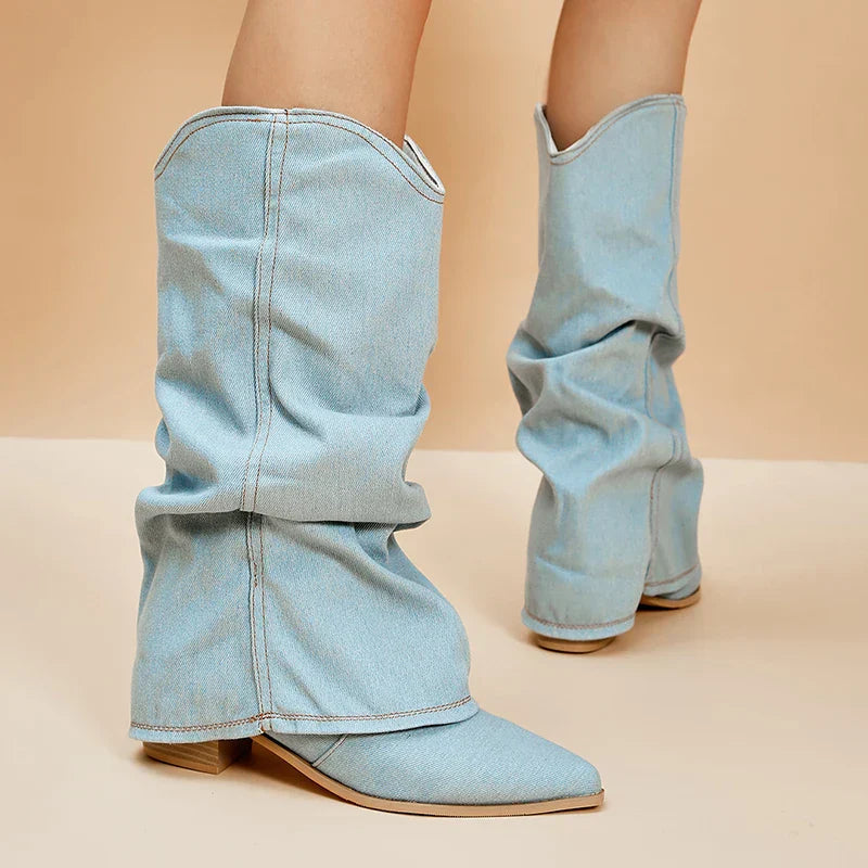 Miley | Dames Trendy Denim Laarzen | Comfortabel en Veelzijdig Boots Esto Moda