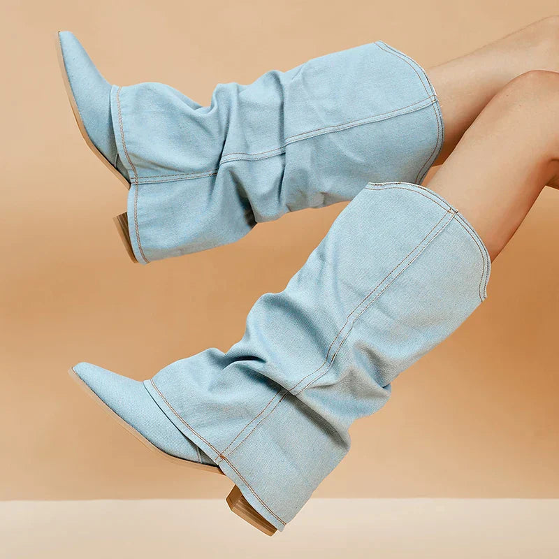Miley | Dames Trendy Denim Laarzen | Comfortabel en Veelzijdig Boots Esto Moda