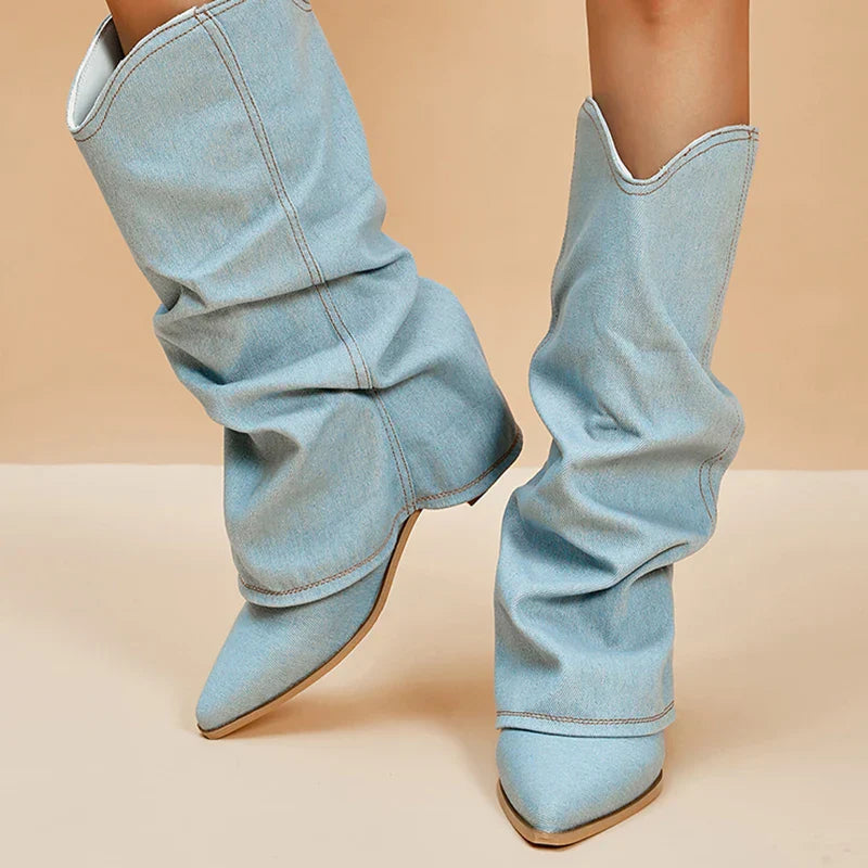Miley | Dames Trendy Denim Laarzen | Comfortabel en Veelzijdig Boots Esto Moda