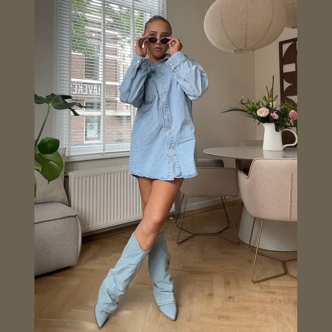 Miley | Dames Trendy Denim Laarzen | Comfortabel en Veelzijdig Boots Esto Moda