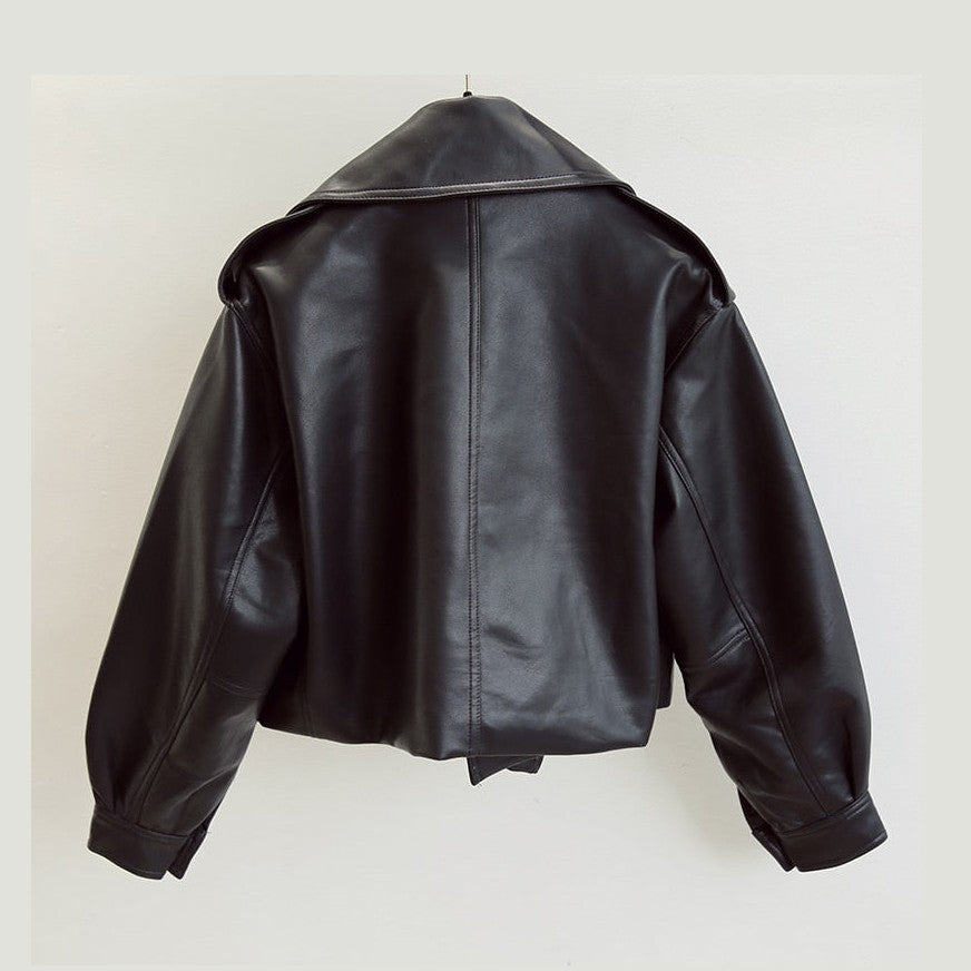 Mylene | Dames Leren Bomberjack | Zwart Tijdloos Design voor Elke Gelegenheid Short jacket Esto Moda
