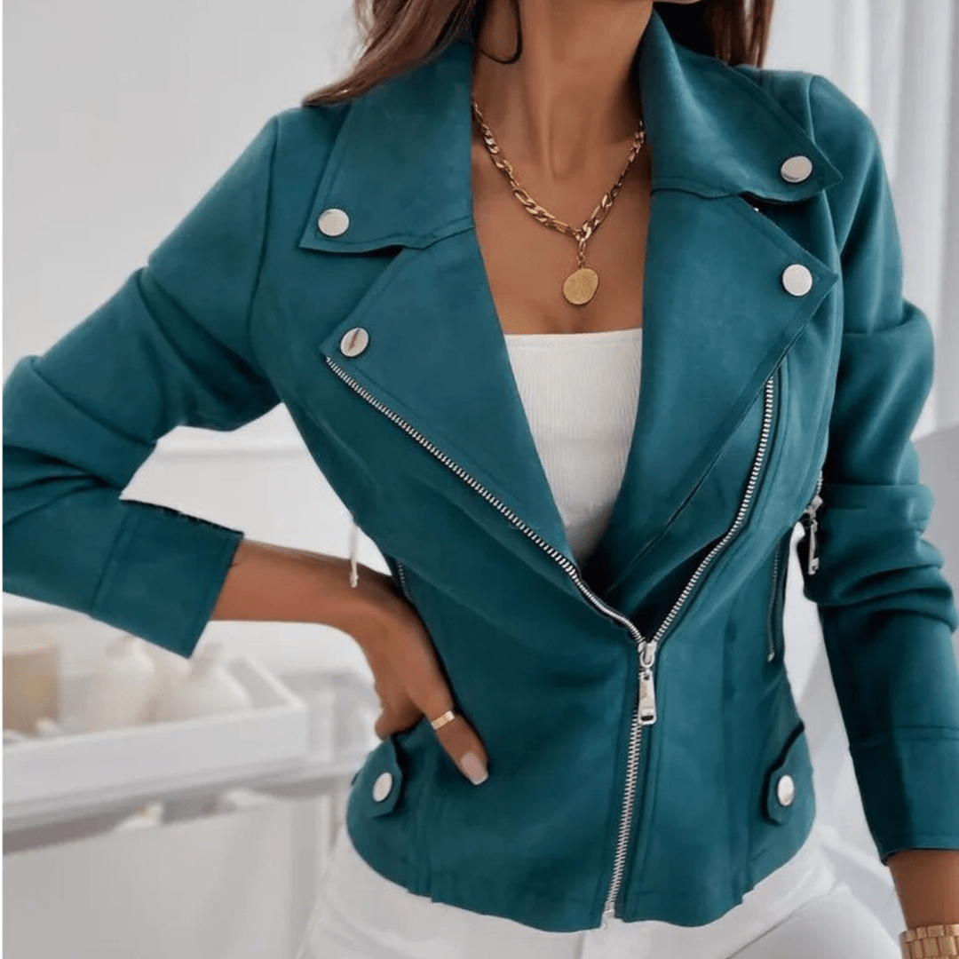 Sophie | Dames Chique Suède Jas | Met Ritssluiting en Diverse Kleuren Short jacket Esto Moda