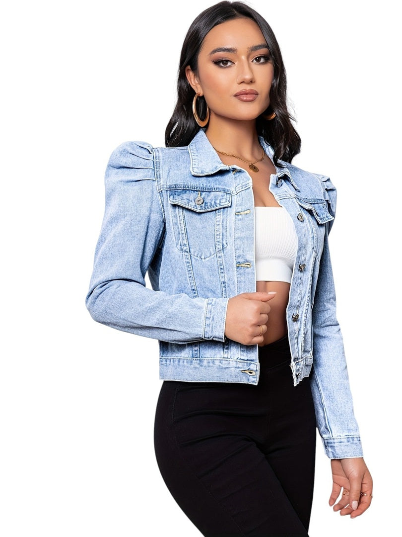 Sophie | Dames Cropped Spijkerjasje | Elegant Knoopdetail en Tijdloos Denim Short jacket Esto Moda