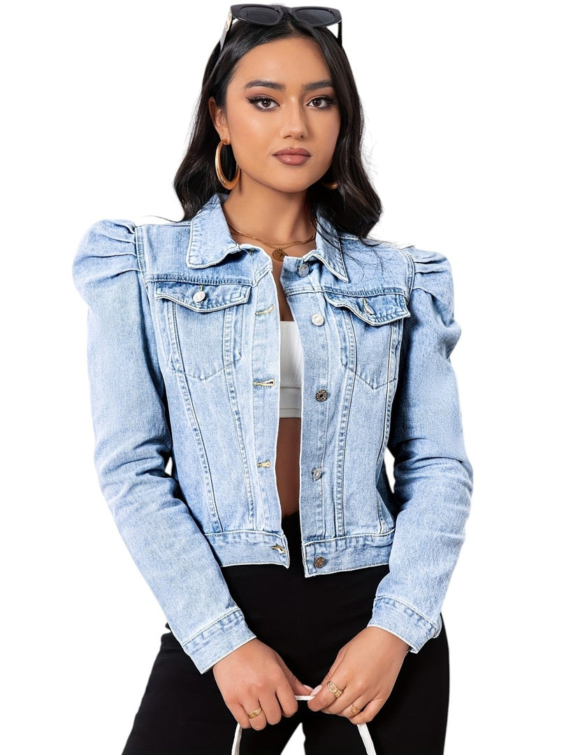 Sophie | Dames Cropped Spijkerjasje | Elegant Knoopdetail en Tijdloos Denim Short jacket Esto Moda