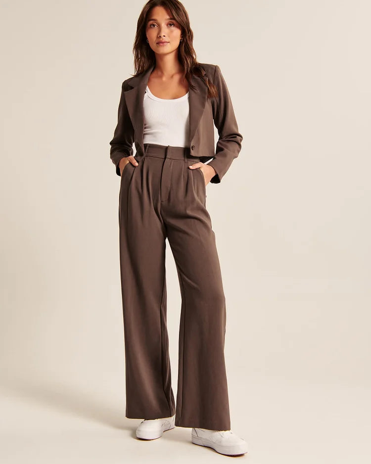 Sophie | Dames Hoge Taille Pantalon | Wijde Broek Pantalon Esto Moda