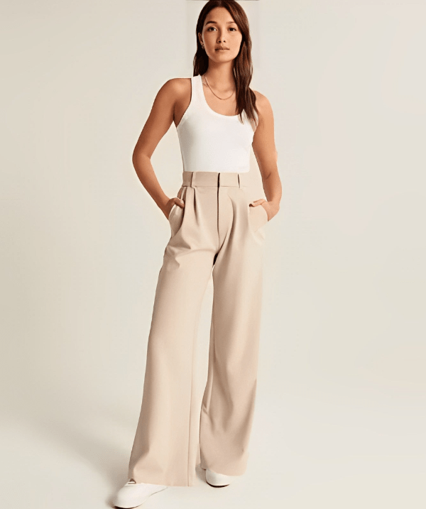 Sophie | Dames Hoge Taille Pantalon | Wijde Broek Pantalon Esto Moda