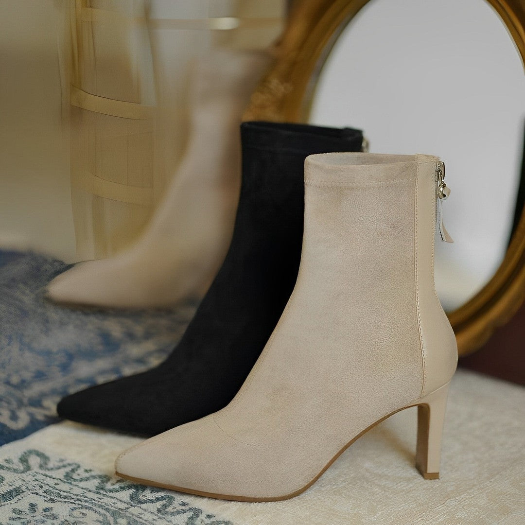 Sophie | Zwarte Dames Laarzen met Hak | Luxe Suede en Leer Boots Esto Moda