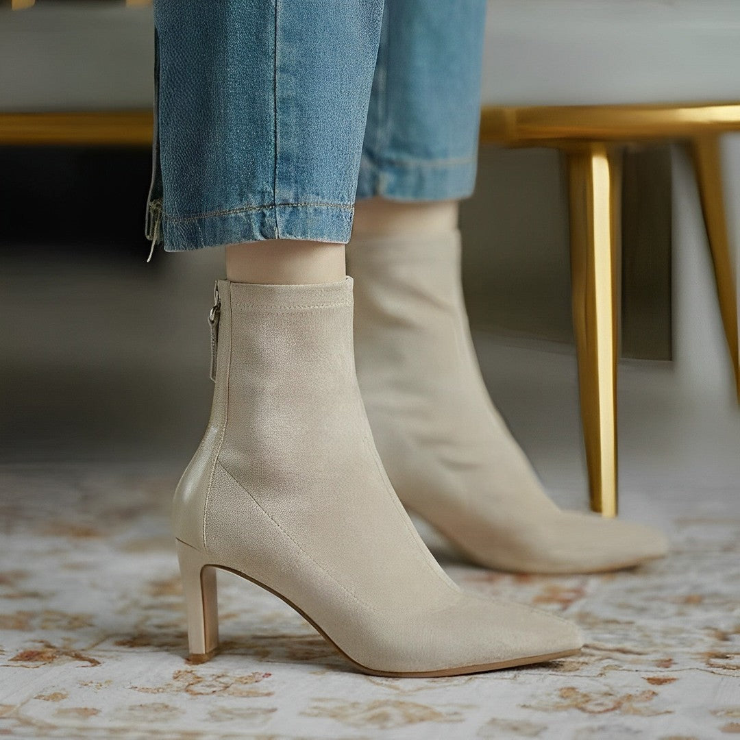 Sophie | Zwarte Dames Laarzen met Hak | Luxe Suede en Leer Boots Esto Moda