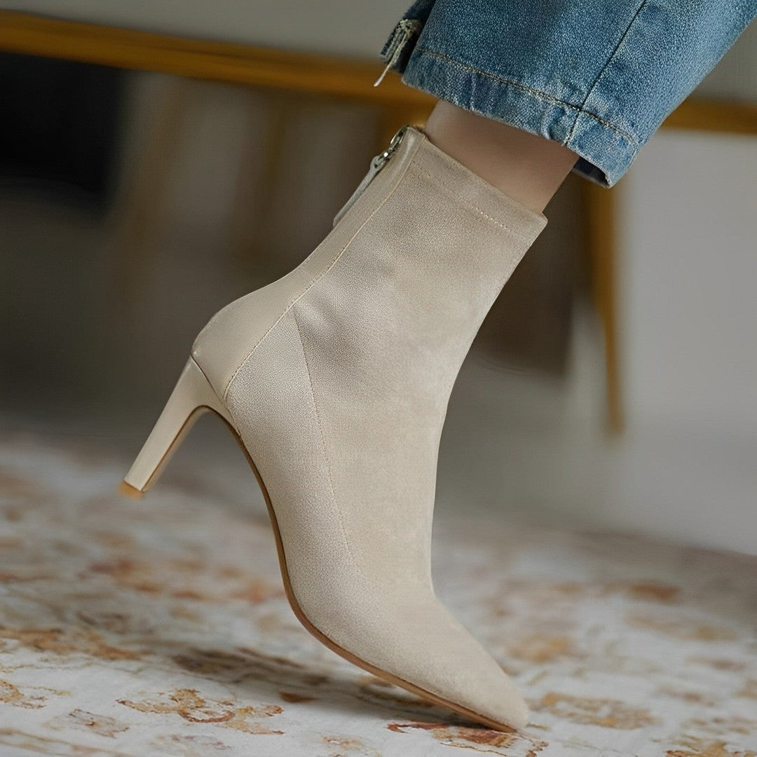 Sophie | Zwarte Dames Laarzen met Hak | Luxe Suede en Leer Boots Esto Moda