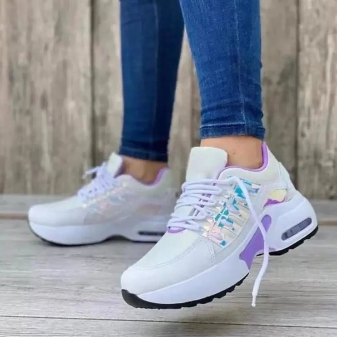 Sophie | Dames Orthopedische Sneakers | Comfortabel en Stijlvol , Woman Shoe , Wit Paars , Esto Moda