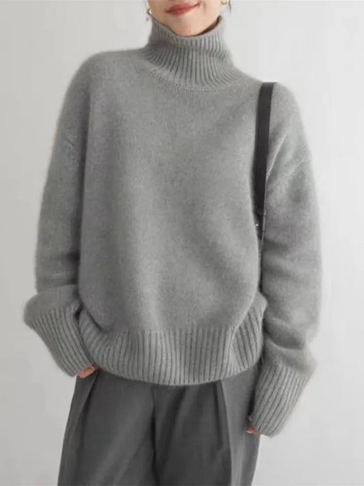 Sophie | Dames Kasjmier Coltrui | Elegante Rollkragenpullover in Grijs 1