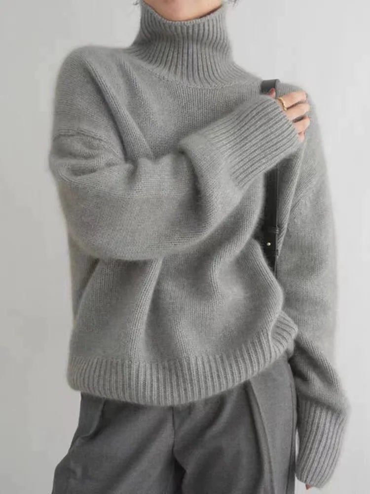 Sophie | Dames Kasjmier Coltrui | Elegante Rollkragenpullover in Grijs 3