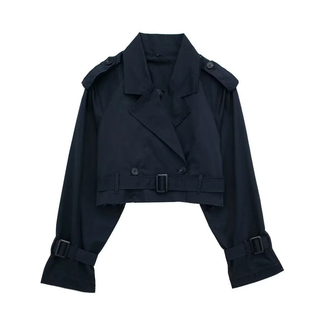 Tess | Korte Trenchcoat Dames | Lichtgewicht en Tijdloos Zwart Short jacket Esto Moda