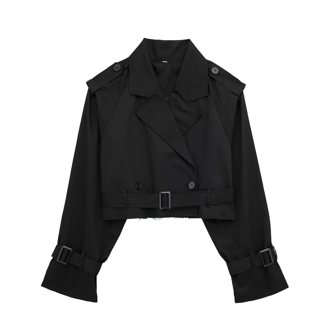 Tess | Korte Trenchcoat Dames | Lichtgewicht en Tijdloos Zwart Short jacket Esto Moda
