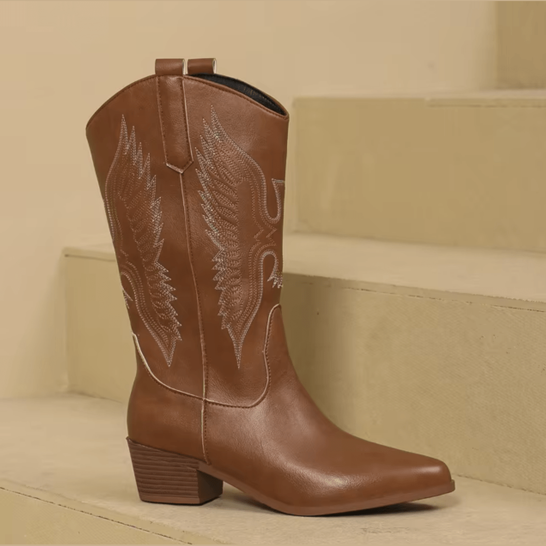 Texas | Dames Luxe Cowboylaarzen | Comfortabel Imitatie-Suède Boots Esto Moda
