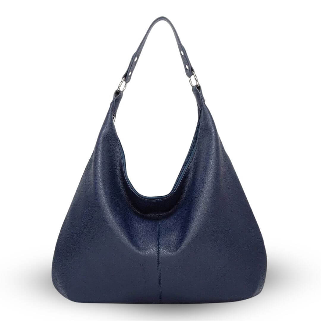 Chantal vegan leren tas, moderne schoudertas dames in blauw