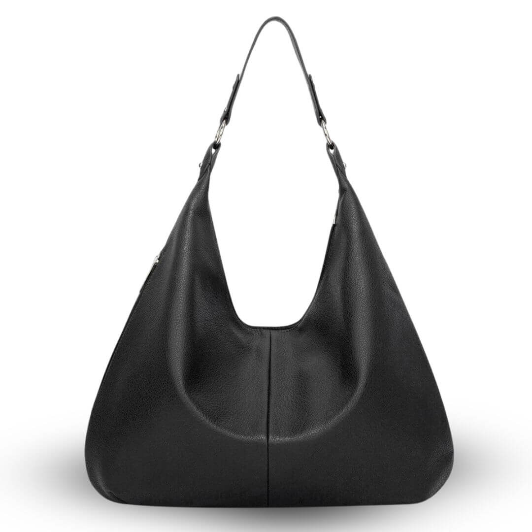 Chantal vegan leren tas, tijdloze schoudertas dames in zwart