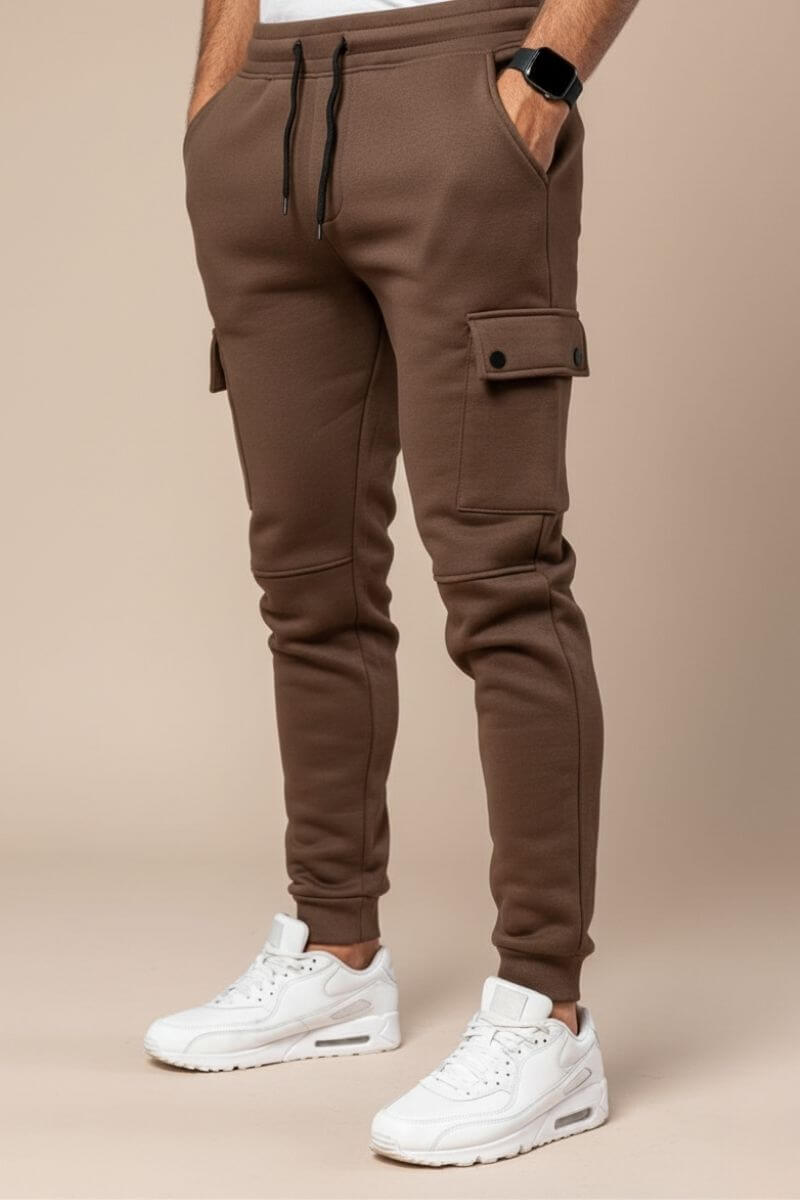 Bruine Tom joggingbroek voor heren met rechte fit, een zachte sweatpants met warme uitstraling