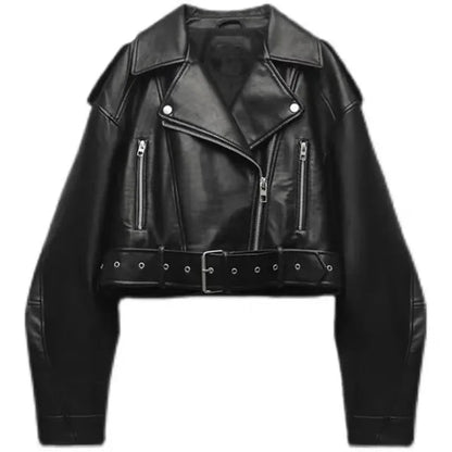 Abby | Dames Cropped Leren Jas | Groen of Zwart Short jacket Esto Moda