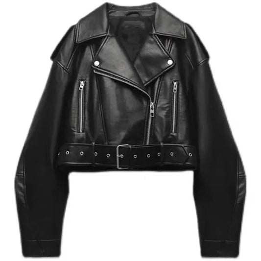 Abby | Dames Cropped Leren Jas | Groen of Zwart Short jacket Esto Moda