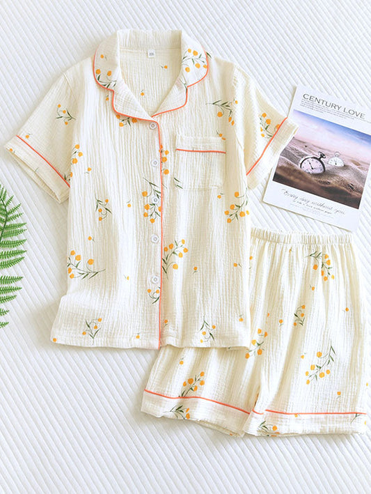 Aggy | Dames Elegante Pyjama Set | Katoen met Bloemenprint Two-piece set woman Esto Moda