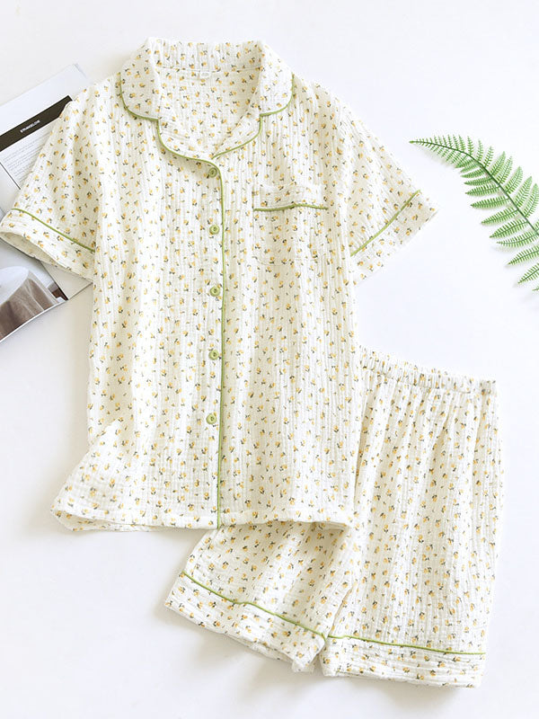 Aggy | Dames Elegante Pyjama Set | Katoen met Bloemenprint Two-piece set woman Esto Moda