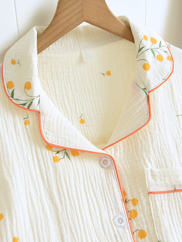 Aggy | Dames Elegante Pyjama Set | Katoen met Bloemenprint Two-piece set woman Esto Moda