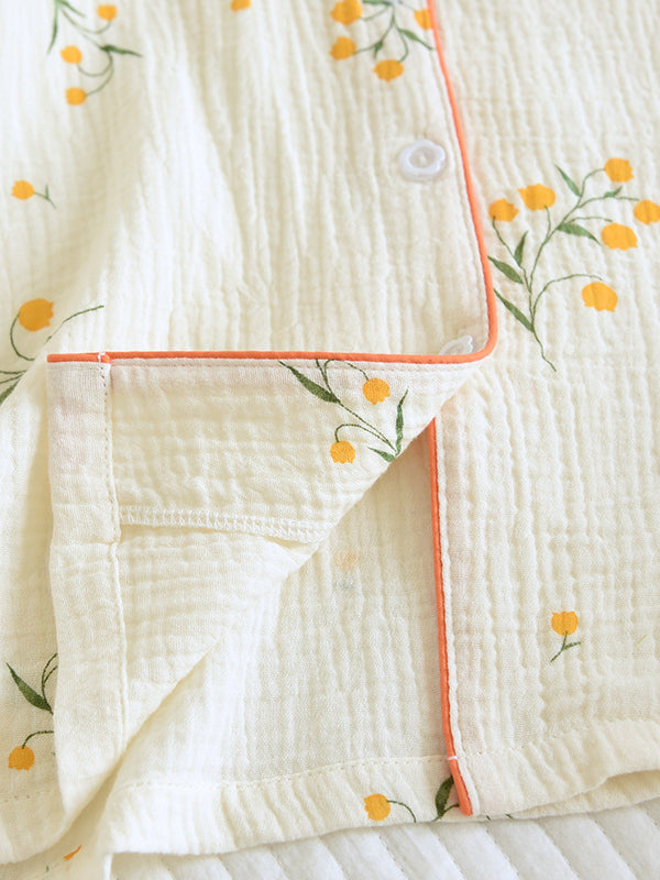 Aggy | Dames Elegante Pyjama Set | Katoen met Bloemenprint Two-piece set woman Esto Moda