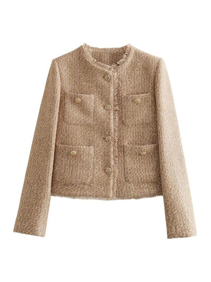Amije | Dames Tussenjas van Hoogwaardig Tweed | Luxe en Comfortabel Short jacket Esto Moda