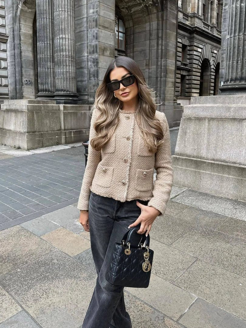 Amije | Dames Tussenjas van Hoogwaardig Tweed | Luxe en Comfortabel Short jacket Esto Moda