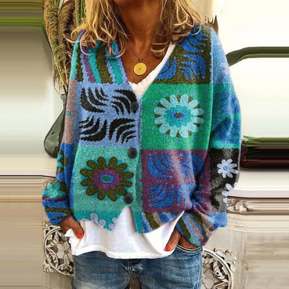 Angie | Dames Vest met Bloemenpatroon | Warme Knoopsluiting 4