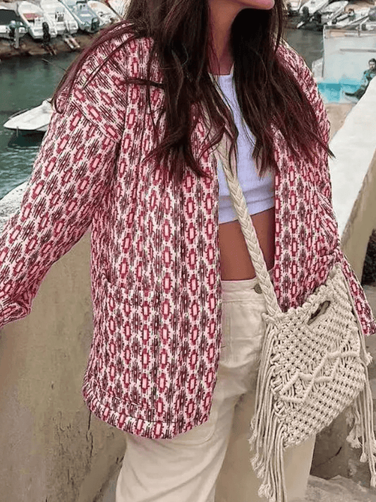 Anneke | Dames Gewatteerde Jas | Geometrische Print, Lichtgewicht en Comfortabel Short jacket Esto Moda