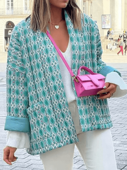 Anneke | Dames Gewatteerde Jas | Geometrische Print, Lichtgewicht en Comfortabel Short jacket Esto Moda