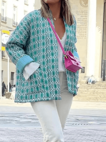 Anneke | Dames Gewatteerde Jas | Geometrische Print, Lichtgewicht en Comfortabel Short jacket Esto Moda