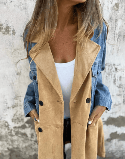Astrid | Dames Luxe Spijkerjasje | Aansluitend Denim en Suède 0