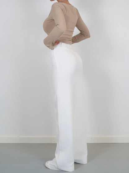 Beau | Dames High-Waist Pantalon | Rechte Broek van Comfortabele Stof Pantalon Esto Moda