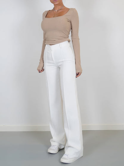 Beau | Dames High-Waist Pantalon | Rechte Broek van Comfortabele Stof Pantalon Esto Moda